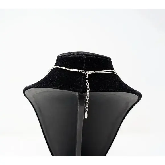 Robert Rose Necklace Earrings Set Clear Silver Tone Acrylic Multi Strand Clip On - Picture 6 of 13